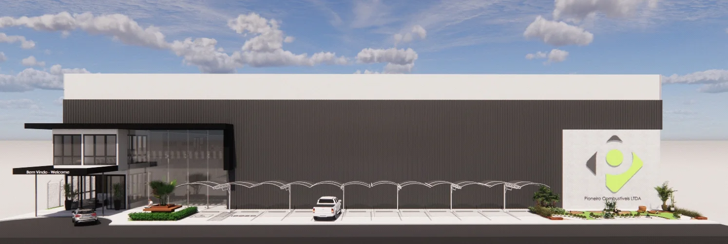Hangar projetado para a base de operações da Pioneiro Combustíveis